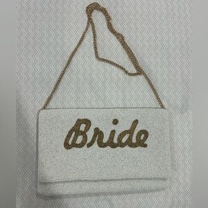 BRIDE Beaded Clutch with Gold Chain